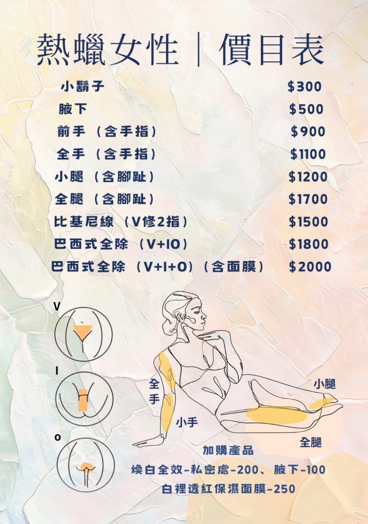 熱蠟女性價目表